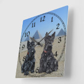 Scottish Terrier Clock Quadratische Wanduhr (Winkel)