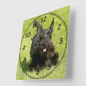 Scottish Terrier Clock Quadratische Wanduhr (Winkel)