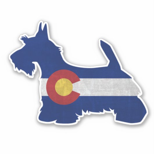 Scottish Terrier Colorado Flag Silhouette Aufkleber (Vorderseite)