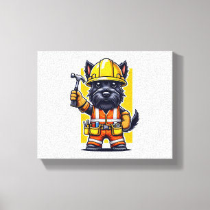 Scottish Terrier Construction Worker Leinwanddruck