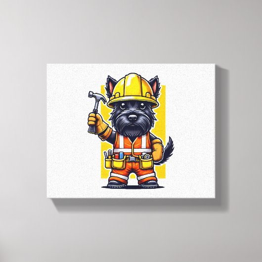 Scottish Terrier Construction Worker Leinwanddruck (Vorderseite)