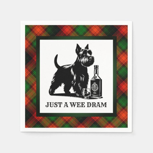 Scottish Terrier Customized Wee Dram Tartan Serviette (Vorderseite)