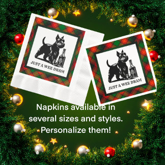 Scottish Terrier Customized Wee Dram Tartan Serviette