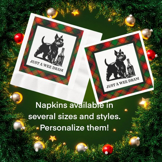 Scottish Terrier Customized Wee Dram Tartan Serviette