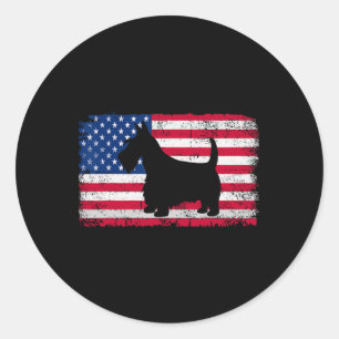 Scottish Terrier Dog 4. Juli Patriotic Amerika Runder Aufkleber