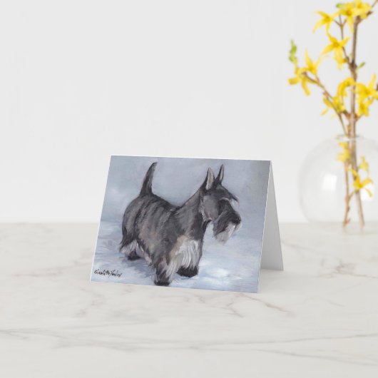 Scottish Terrier Dog Art Note Card Karte (Gelbe Blume)