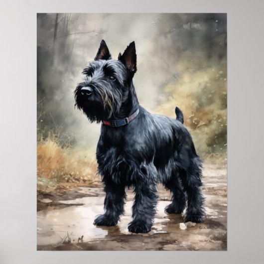 Scottish Terrier Dog Art Print Poster (Vorne)