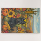 Scottish Terrier Dog Autumn Harvest Erntedank Puzzle (Horizontal)