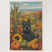 Scottish Terrier Dog Autumn Harvest Erntedank Puzzle (Vertikal)