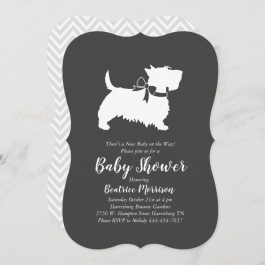 Scottish Terrier Dog Baby Shower Gender Neutral Einladung (Vorne/Hinten)