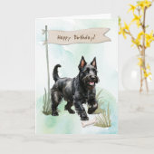 Scottish Terrier Dog Breed Under Birthday Sign Karte (Gelbe Blume)