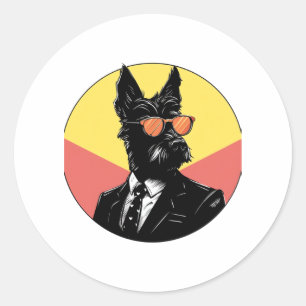 Scottish Terrier Dog Businessman Runder Aufkleber