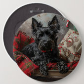 Scottish Terrier Dog Christmas Button (Vorne & Hinten)
