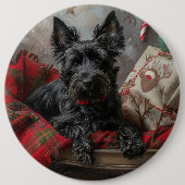 Scottish Terrier Dog Christmas Button (Vorderseite)