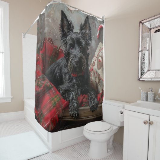 Scottish Terrier Dog Christmas Duschvorhang (Beispiel)