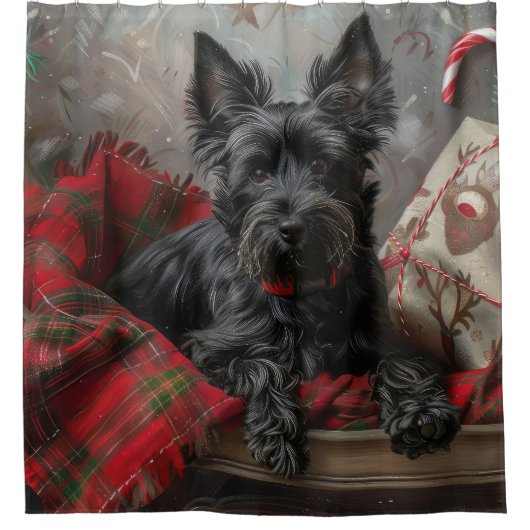 Scottish Terrier Dog Christmas Duschvorhang (Vorderseite)