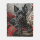 Scottish Terrier Dog Christmas Fleecedecke (Vorderseite)