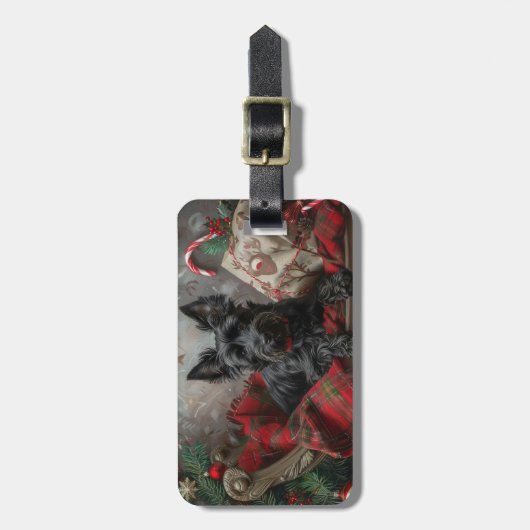 Scottish Terrier Dog Christmas Gepäckanhänger (Vorderseite vertikal)