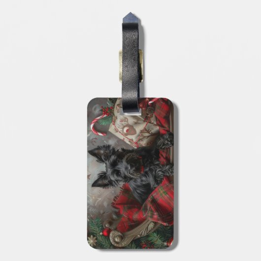 Scottish Terrier Dog Christmas Gepäckanhänger (Rückseite vertikal)