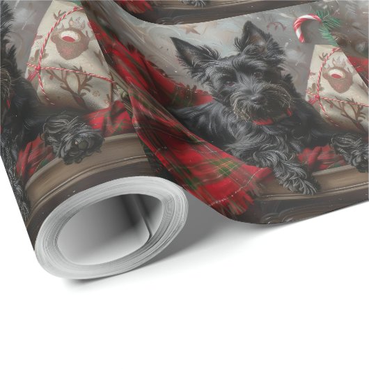 Scottish Terrier Dog Christmas Geschenkpapier (Rolleneckpunkt)