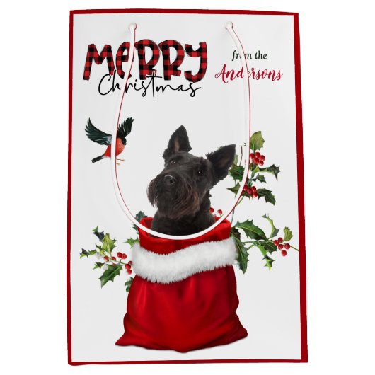 Scottish Terrier Dog Christmas Mittlere Geschenktüte (Vorderseite)