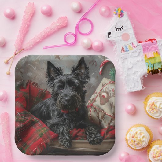 Scottish Terrier Dog Christmas Pappteller (Party)