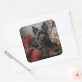Scottish Terrier Dog Christmas Quadratischer Aufkleber (Umschlag)