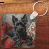 Scottish Terrier Dog Christmas Schlüsselanhänger (Rückseite)