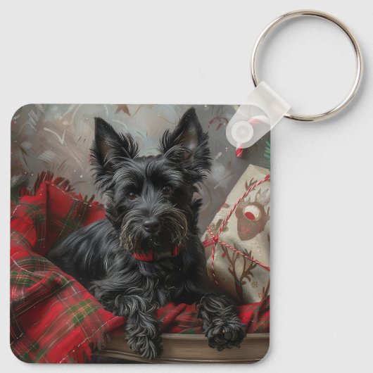 Scottish Terrier Dog Christmas Schlüsselanhänger (Rückseite)