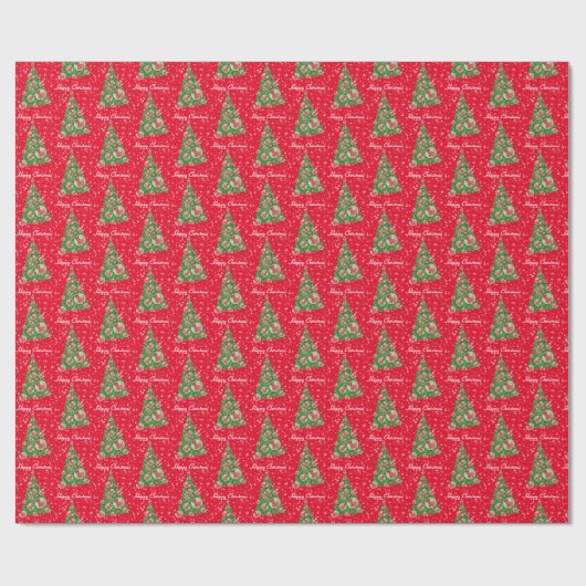 Scottish Terrier Dog Christmas Tree Holiday Red Geschenkpapier (Flach)