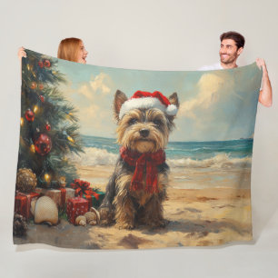 Scottish Terrier Dog Christmas Vintag Beach Fleecedecke