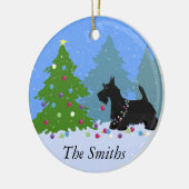 Scottish Terrier Dog Decorating Christmas Tree Keramikornament (Links)