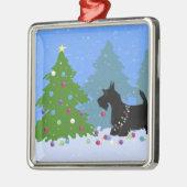 Scottish Terrier Dog Decorating Christmas Tree Ornament Aus Metall (Links)