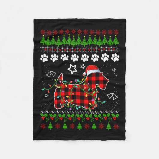 Scottish Terrier Dog Funny Xmas Ugly Sweater Chris Fleecedecke (Vorderseite)