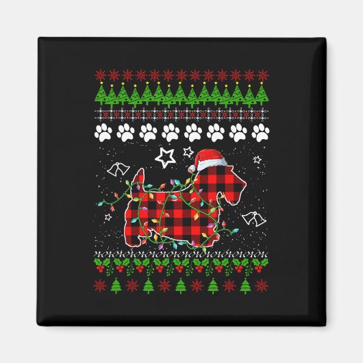 Scottish Terrier Dog Funny Xmas Ugly Sweater Chris Magnet (Vorne)