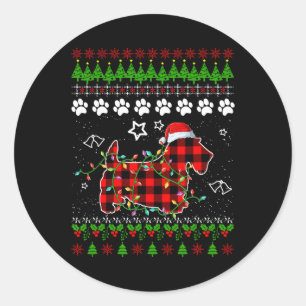 Scottish Terrier Dog Funny Xmas Ugly Sweater Chris Runder Aufkleber