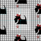 Scottish Terrier Dog Gingham Kariert Niedlich Stoff (Kachel)