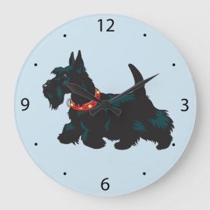 scottish terrier dog große wanduhr