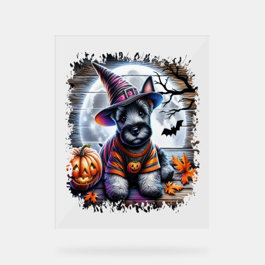 Scottish Terrier Dog Halloween Acrylschild (Vorderseite)