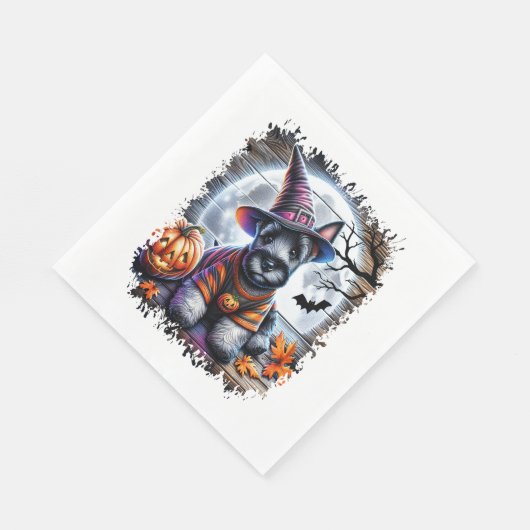 Scottish Terrier Dog Halloween Serviette (Ecke)