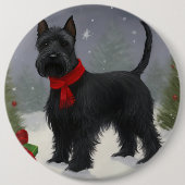 Scottish Terrier Dog in Snow Christmas Button (Vorderseite)