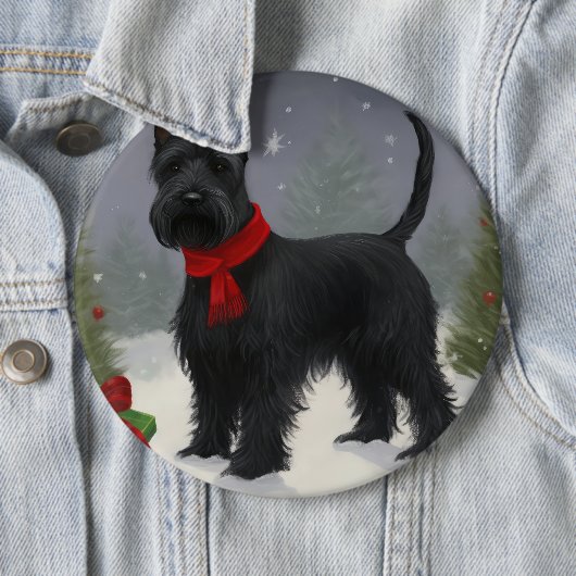Scottish Terrier Dog in Snow Christmas Button (Beispiel)