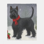 Scottish Terrier Dog in Snow Christmas Fleecedecke (Vorderseite)