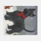 Scottish Terrier Dog in Snow Christmas Fleecedecke (Vorderseite (Horizontal))