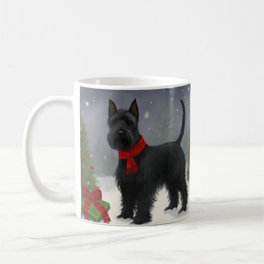 Scottish Terrier Dog in Snow Christmas Kaffeetasse (Links)