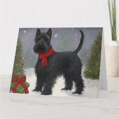 Scottish Terrier Dog in Snow Christmas Karte (Vorderseite)
