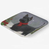 Scottish Terrier Dog in Snow Christmas Pappteller (Gewinkelt)