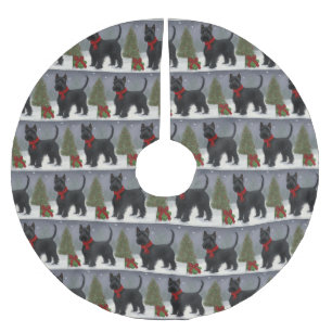Scottish Terrier Dog in Snow Christmas Polyester Weihnachtsbaumdecke