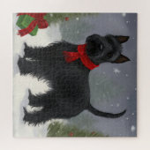 Scottish Terrier Dog in Snow Christmas Puzzle (Horizontal)