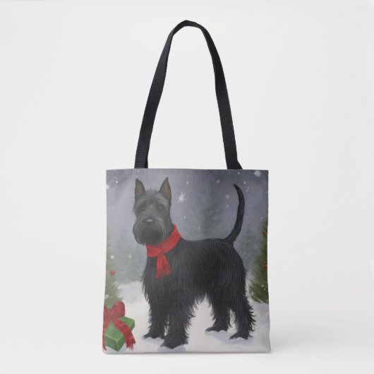 Scottish Terrier Dog in Snow Christmas Tasche (Vorderseite)